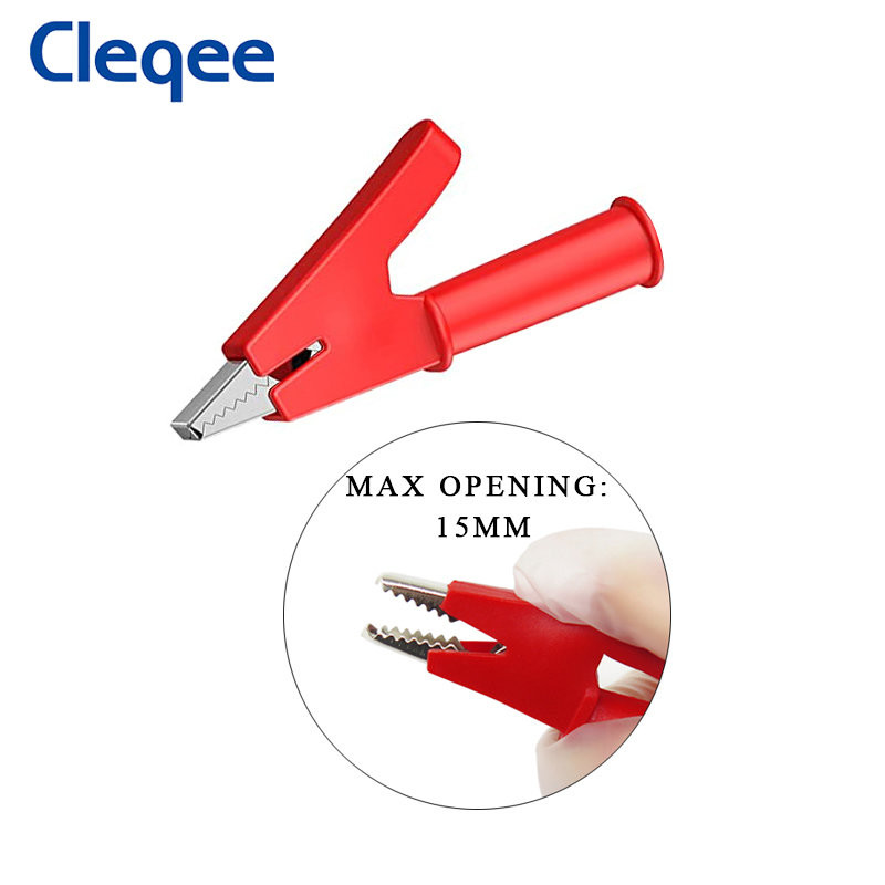 Cleqee P2002 10KOM Heavy Duty Aligator stezaljke, sigurnosne krokodilske stezaljke s 4 mm utičnicom za banana utikač ili zavarivanje 1000 V 20 A