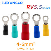 25 gab. RV5.5 sērijas izolēts gredzenveida saspiešanas spailes elektrisko vadu savienotājs 12–10 AWG 4–6 mm kabelim