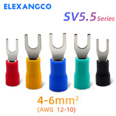 25kom SV5.5 Serija izolirane vilice U-Type žičani konektor Električni stezaljki za 12-10 AWG 4-6 mm kabel