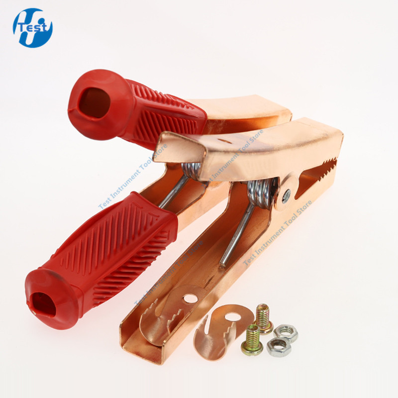 2KOM Vruće automobilske aligatorske stezaljke stezaljke za baterije mesingana krokodilska stezaljka 500A crvena+crna