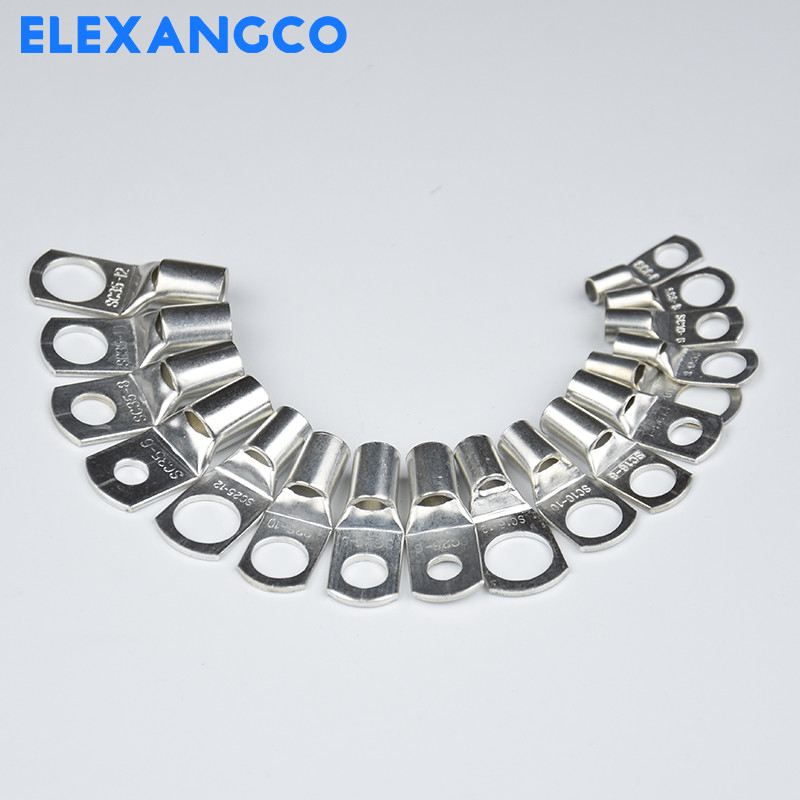 20Pcs S10-6/8/10 Bakrene žičane stopice Završeci kabela za teške uvjete Prsten za bateriju Stezaljke Konektori s 2:1 termoskupljajućom cijevi