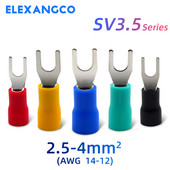 50 gab SV3.5 sērijas izolētas dakšu lāpstas U veida vadu savienotāja elektriskās saspiestās spailes 14-12AWG 2,5-4 mm kabelim