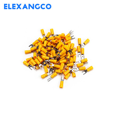 50 gab SV3.5 sērijas izolētas dakšu lāpstas U veida vadu savienotāja elektriskās saspiestās spailes 14-12AWG 2,5-4 mm kabelim