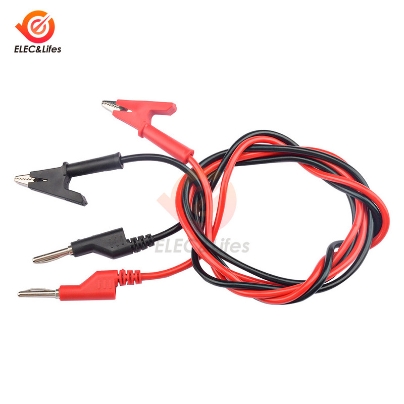 1 pāris 1 M dubultā gala testa vada vadu līnijas elektriskā sprieguma 4 mm banānu kontaktdakšas aligatora spailes krokodila 12 A multimetra pārbaudes vadi