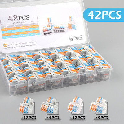 Mix Boxed Kit Mini push-in vadītājs ar sviras uzgriezni, vadu savienotāju Ātrās elektriskās LED gaismas vadu spaiļu bloks AWG 28-12