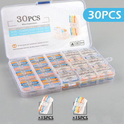 Mix Boxed Kit Mini push-in vadītājs ar sviras uzgriezni, vadu savienotāju Ātrās elektriskās LED gaismas vadu spaiļu bloks AWG 28-12