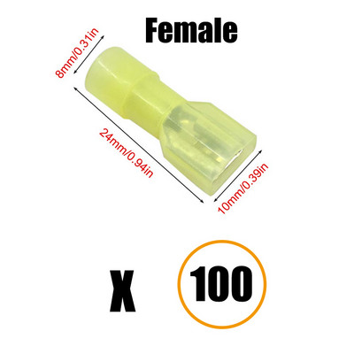 100 τεμ. Υποδοχές καλωδίων Πλήρως μονωμένοι αρσενικοί και θηλυκοί πτυσσόμενοι νάιλον ταχείας αποσύνδεσης ηλεκτρικοί ακροδέκτες ψυχρής πίεσης