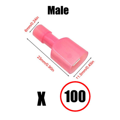 100 τεμ. Υποδοχές καλωδίων Πλήρως μονωμένοι αρσενικοί και θηλυκοί πτυσσόμενοι νάιλον ταχείας αποσύνδεσης ηλεκτρικοί ακροδέκτες ψυχρής πίεσης