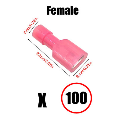100 τεμ. Υποδοχές καλωδίων Πλήρως μονωμένοι αρσενικοί και θηλυκοί πτυσσόμενοι νάιλον ταχείας αποσύνδεσης ηλεκτρικοί ακροδέκτες ψυχρής πίεσης