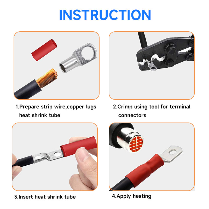 10 gab. S50-8/10/12 konservēti vara kabeļu uzgaļi Lieljaudas vadu gali Akumulatora gredzena presēšanas spailes Savienotāji ar termosarukuma caurulēm