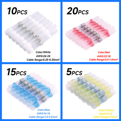 10/20/30/5 kom. konektori za lemljene žice, termoskupljajuće čeone konektore, vodootporne i izolirane stezaljke za električne žice