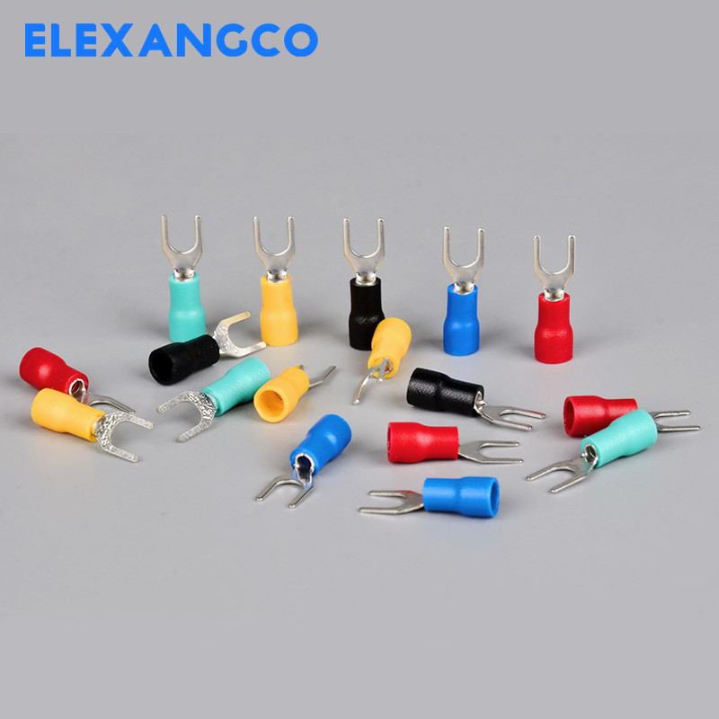 25/50/100kom SV1.25/2/3.5/5.5 izolirani mesingani konektori za žičanu vilicu U tipa električni stezaljki za 22-10AWG 0.5-6 mm