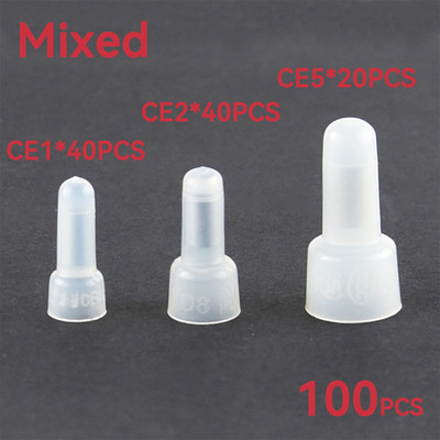 100 tk suletud otsaga pressimispistik 22-16AWG vasest südamikuga ja nailontraadiga pistikud presskorgiga juhtmeklemmid 0,4-6 mm CE1 CE2 CE5