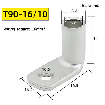Pokositreni bakreni nos L-tip 10/16/25/35/70/95-6/8 savijeni pod pravim kutom od 90 stupnjeva Bakreni terminalni bakreni nosači