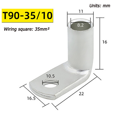 Pokositreni bakreni nos L-tip 10/16/25/35/70/95-6/8 savijeni pod pravim kutom od 90 stupnjeva Bakreni terminalni bakreni nosači