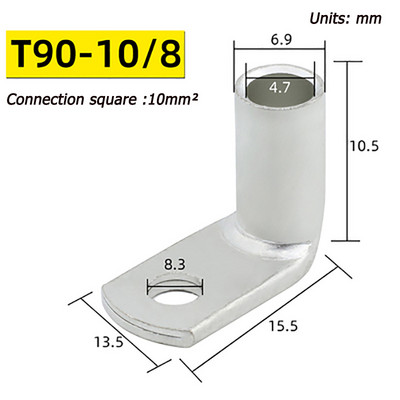 Pokositreni bakreni nos L-tip 10/16/25/35/70/95-6/8 savijeni pod pravim kutom od 90 stupnjeva Bakreni terminalni bakreni nosači