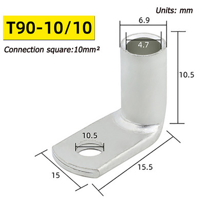 Pokositreni bakreni nos L-tip 10/16/25/35/70/95-6/8 savijeni pod pravim kutom od 90 stupnjeva Bakreni terminalni bakreni nosači