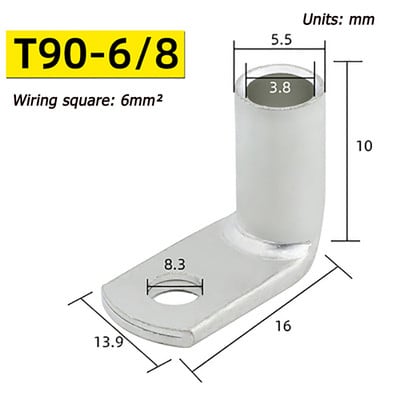 Pokositreni bakreni nos L-tip 10/16/25/35/70/95-6/8 savijeni pod pravim kutom od 90 stupnjeva Bakreni terminalni bakreni nosači