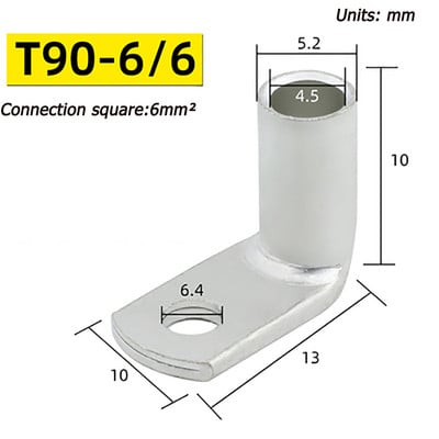 Pokositreni bakreni nos L-tip 10/16/25/35/70/95-6/8 savijeni pod pravim kutom od 90 stupnjeva Bakreni terminalni bakreni nosači
