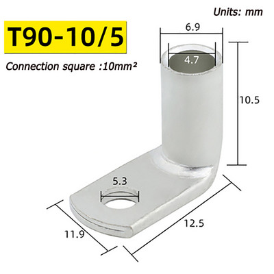 Pokositreni bakreni nos L-tip 10/16/25/35/70/95-6/8 savijeni pod pravim kutom od 90 stupnjeva Bakreni terminalni bakreni nosači