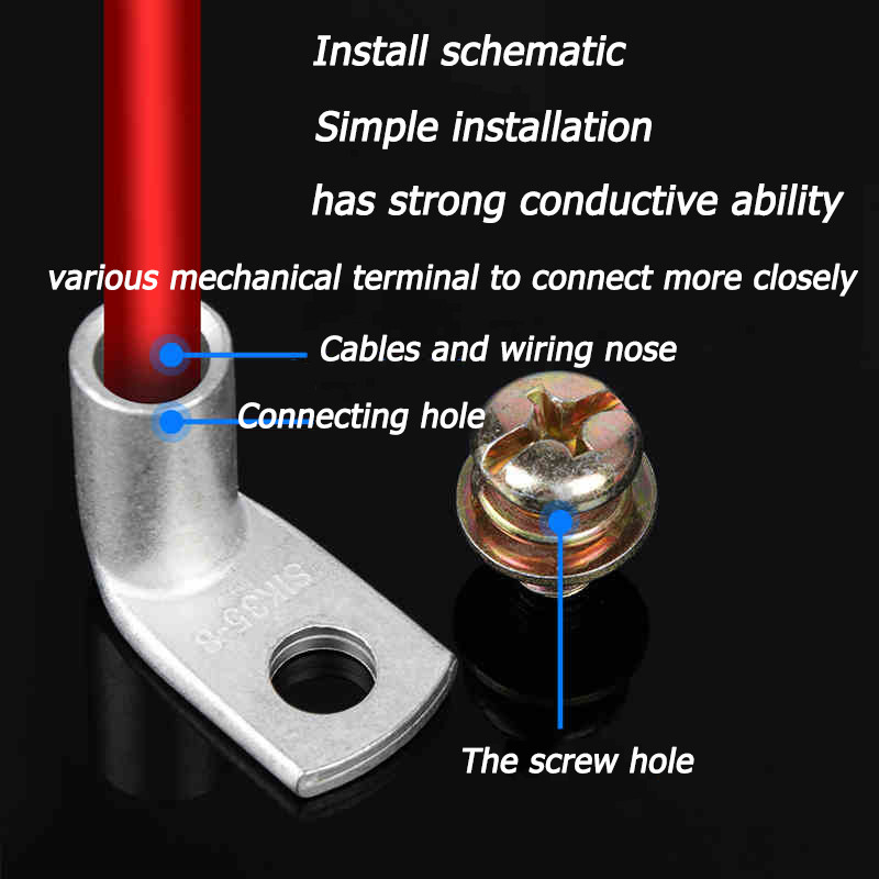 Pokositreni bakreni nos L-tip 10/16/25/35/70/95-6/8 savijeni pod pravim kutom od 90 stupnjeva Bakreni terminalni bakreni nosači