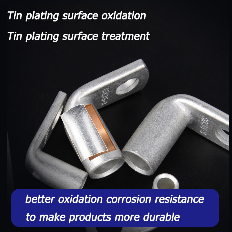 Pokositreni bakreni nos L-tip 10/16/25/35/70/95-6/8 savijeni pod pravim kutom od 90 stupnjeva Bakreni terminalni bakreni nosači