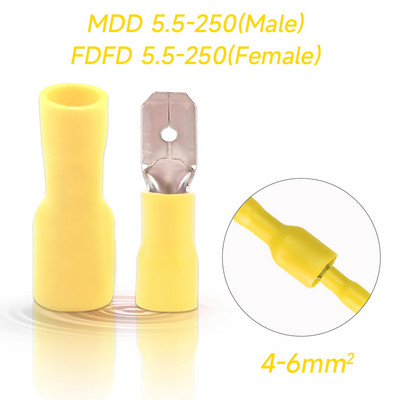 50PCS (25Sst) 6,3 mm ženski muški PVC konektor Konektor za električne žice Izolirani spojni terminal Lopata Plavo Žuto Crveno FDFD MDD
