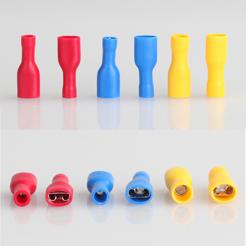 50PCS (25Sst) 6,3 mm ženski muški PVC konektor Konektor za električne žice Izolirani spojni terminal Lopata Plavo Žuto Crveno FDFD MDD