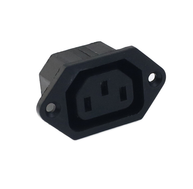 Crni IEC 320 C13 ženski utikač s ponovnim kablovima, 3-pinska utičnica 10A /250V