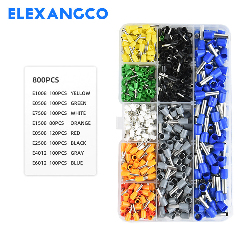 PZ1.5-6 Komplet alata za stezanje ferula Stezaljke za žičane stezaljke s 800 komada žičanih stezaljki Konektori za stezanje krajeva žice