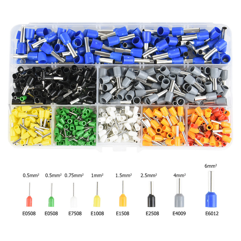 PZ1.5-6 Komplet alata za stezanje ferula Stezaljke za žičane stezaljke s 800 komada žičanih stezaljki Konektori za stezanje krajeva žice