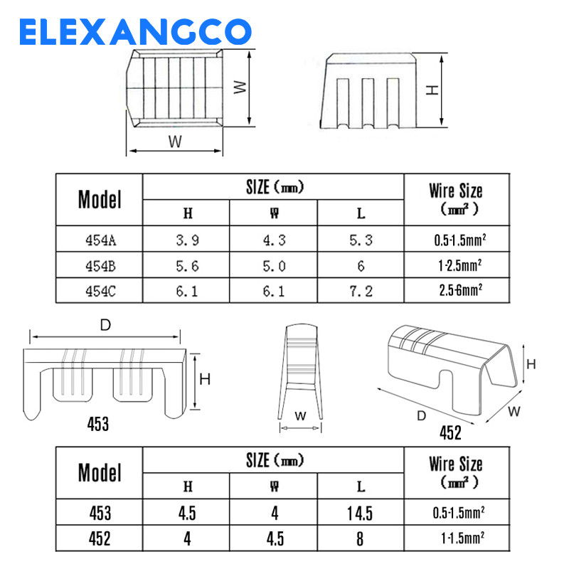 100Pcs/lot 453 bakreni prstenasti stezaljki u obliku neizoliranog kabela, lopatica, električni priključni konektor 0,5-1,5 mm