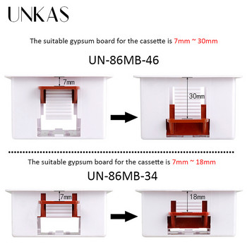 UNKAS Кутия за суха облицовка за гипсокартон / гипсокартон / гипсокартон с дълбочина 46 mm Гнездо за превключвател за стена 86 mm / 146 mm Касета