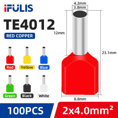 TE0508 TE1508 TE2508 cauruļveida gofrēšanas spaile elektrisko vadu izolēta terminatora bloka vada gala savienotāja presēšanas spailes