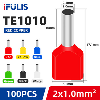 TE0508 TE1508 TE2508 cauruļveida gofrēšanas spaile elektrisko vadu izolēta terminatora bloka vada gala savienotāja presēšanas spailes