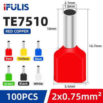 TE0508 TE1508 TE2508 cauruļveida gofrēšanas spaile elektrisko vadu izolēta terminatora bloka vada gala savienotāja presēšanas spailes