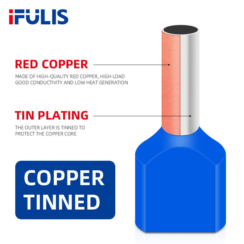 TE0508 TE1508 TE2508 cauruļveida gofrēšanas spaile elektrisko vadu izolēta terminatora bloka vada gala savienotāja presēšanas spailes