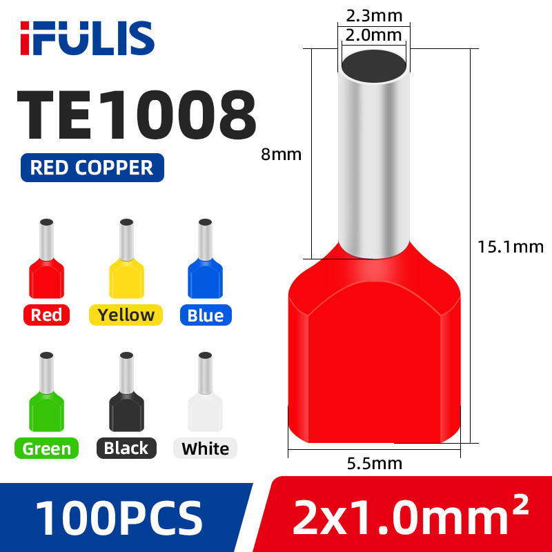 TE0508 TE1508 TE2508 cauruļveida gofrēšanas spaile elektrisko vadu izolēta terminatora bloka vada gala savienotāja presēšanas spailes