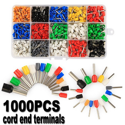 2120PCS μονωμένες ηλεκτρικές προεξοχές πτύχωσης Ακροδέκτης κορδονιού ακροδέκτη μαργαριταρένιο βαμβακερό σύνδεσμο πτύχωσης ποικιλία κιτ πένσες Συμβουλές πτύχωσης