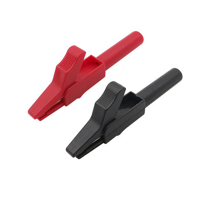 2Pcs Potpune zaštitne aligator kopče Krokodilska stezaljka Ispitna kopča Konektor za multimetar 4 mm Banana utikač Crveno Crno