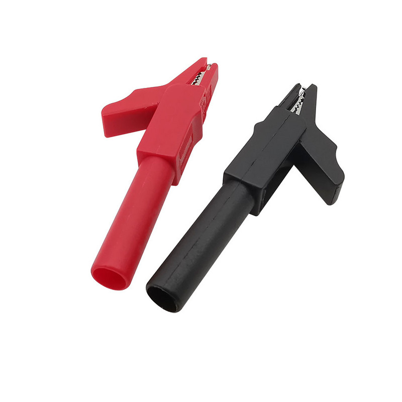 2Pcs Potpune zaštitne aligator kopče Krokodilska stezaljka Ispitna kopča Konektor za multimetar 4 mm Banana utikač Crveno Crno