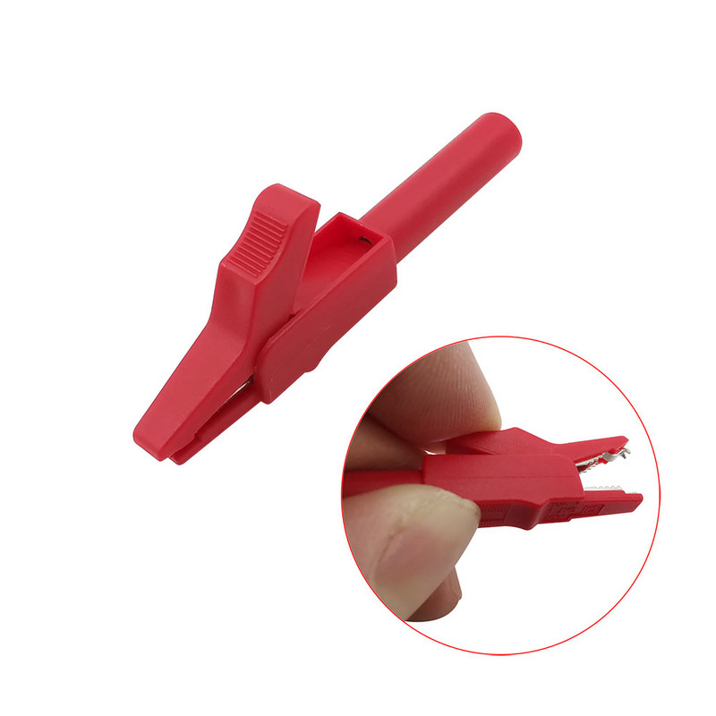 2Pcs Potpune zaštitne aligator kopče Krokodilska stezaljka Ispitna kopča Konektor za multimetar 4 mm Banana utikač Crveno Crno