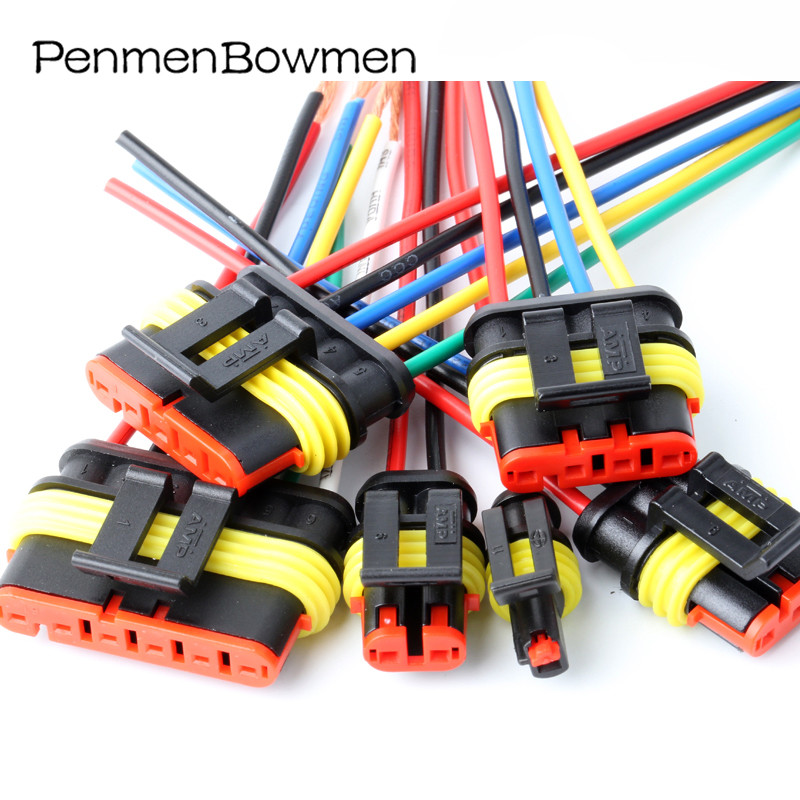 1 2 3 4 5 6 Pin AMP Tyco Auto Vodootporni električni konektor Auto Xenon Lam utikač Super Seal Ženski Muški Kabelski svežanj