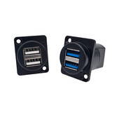 1PC D tip metalne dvoredne USB utičnice ženski na ženski USB 2.0 3.0 konektor Montaža na ploču crna
