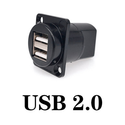 1PC D tip metalne dvoredne USB utičnice ženski na ženski USB 2.0 3.0 konektor Montaža na ploču crna