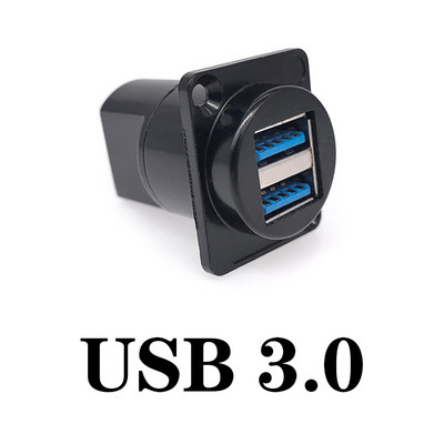 1PC D tip metalne dvoredne USB utičnice ženski na ženski USB 2.0 3.0 konektor Montaža na ploču crna
