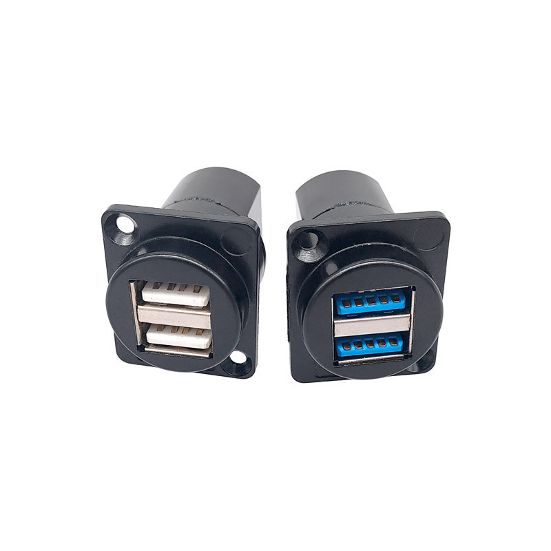 1PC D tip metalne dvoredne USB utičnice ženski na ženski USB 2.0 3.0 konektor Montaža na ploču crna