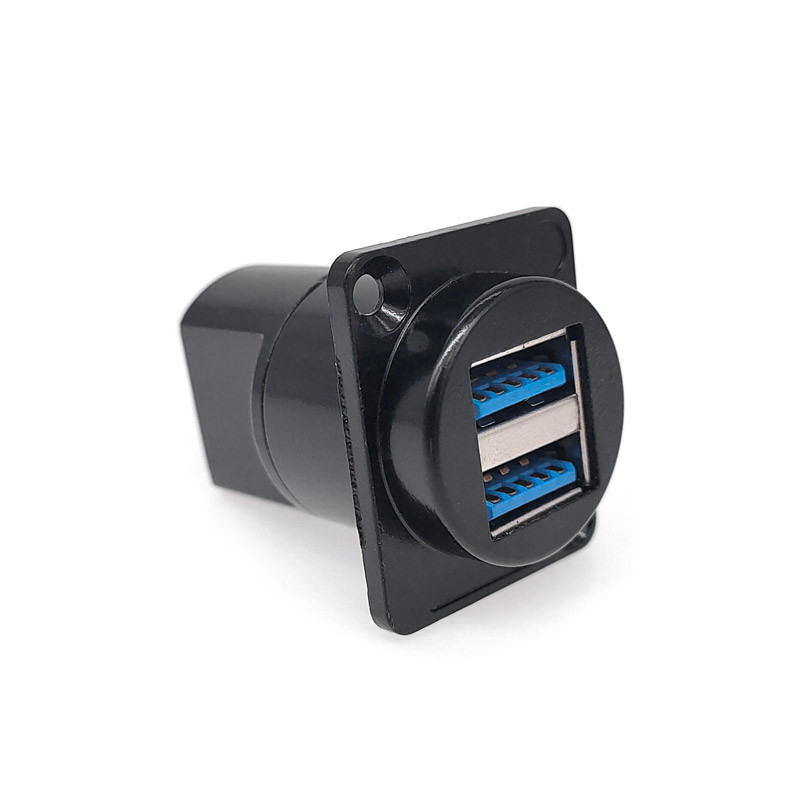 1PC D tip metalne dvoredne USB utičnice ženski na ženski USB 2.0 3.0 konektor Montaža na ploču crna