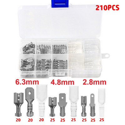 270 gab. Izolēts vīrišķais vadu savienotājs 2,8/4,8/6,3 mm elektrisko vadu gofrēšanas spaiļu lāpstas savienotāju dažādais komplekts