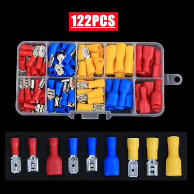 102/122/222/280/300 komada Razni lopatičasti terminali Izolirani kabelski spojni čeoni konektor Električna žica za stezanje prstena Komplet ušica za vilice